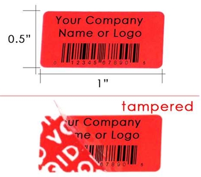Customized Print Red Security Label, Customized Print Red Security Sticker, Customized Print Red Security Seal, 