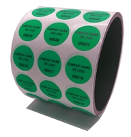 10,000 Green TamperGuard Tamper-Evident Security Label Seal Sticker Non Residue, Round/ Circle 0.75" diameter (19mm). Custom Print. >Click on item details to customize it.