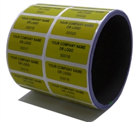 10,000 Yellow TamperGuard Tamper-Evident Security Label Seal Sticker Non Residue, Rectangle 1.5" x 0.6" (38mm x 15mm). Custom Print. >Click on item details to customize it.