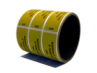 250 Yellow TamperGuard Tamper-Evident Security Label Seal Sticker Non Residue, Rectangle 2.75" x 1" (70mm x 25mm). Printed: warranty Void if Removed + Serial Number.