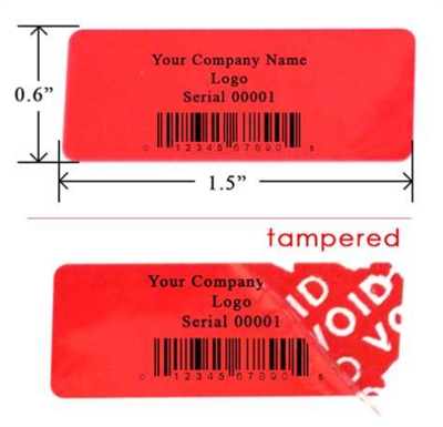 Customized Print Red warranty Label, Customized Print Red warranty Sticker, Customized Print Red warranty Seal,