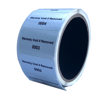 1,000 Silver Matte TamperGuard Tamper Evident Security Label Seal Sticker Non Residue, Rectangle 2" x 1" (51mm x 25mm). Printed: warranty Void if Removed + Serial Number.