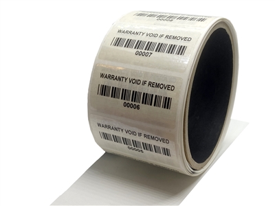 10,000 Tamper Evident Holographic Bright Clear Security Label Seal Sticker, Rectangle 2" x 1" (51mm x 25mm). Printed: Warranty Void if Removed + Serial Number
