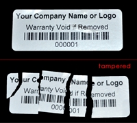 White Custom Print Destructable Security Label Sticker, White Custom Print Destructable Security Sticker Seal, White Custom Print Destructable Security Seal Label