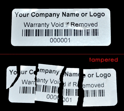 White Custom Print Destructible Security Label Sticker, White Custom Print Destructible Security Sticker Seal, White Custom Print Destructible Security Seal Label