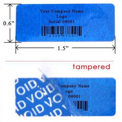 Customized Print Blue warranty Label, Customized Print Blue warranty Sticker, Customized Print Blue warranty Seal,