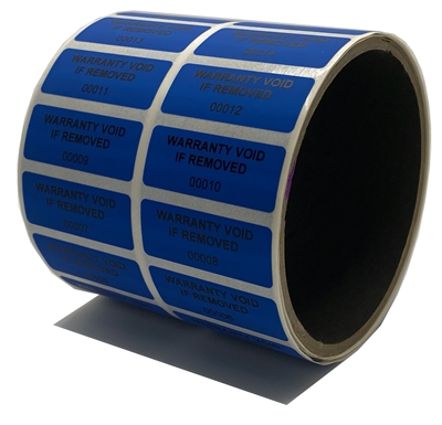 Non-Residue blue warranty Labels, Non-Residue blue warranty Stickers, Non-Residue blue warranty Tags, Non-Residue blue warranty Seals