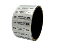 10,000 Silver Matte TamperGuard Tamper Evident Security Label Seal Sticker Non Residue, Dogbone 1.75" x 0.375" (44mm x 9mm). Printed: warranty Void if Removed + Serial Number.