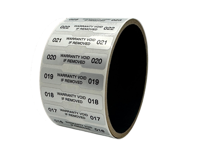 10,000 Silver Matte TamperGuard Tamper Evident Security Label Seal Sticker Non Residue, Dogbone 1.75" x 0.375" (44mm x 9mm). Printed: warranty Void if Removed + Serial Number.