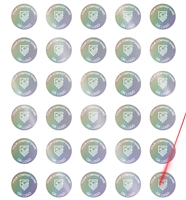 1,000 Holographic Rainbow TamperGuard Tamper Evident  Security Label Seal Sticker Non Residue, Round/ Circle 0.75" diameter (19mm). Demetalized Laser Customization. >Click on item details to customize it.