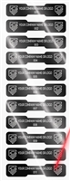 10,000 Silver Bright/ Chrome Finish TamperGuard Tamper Evident  Security Label Seal Sticker Non Residue, Dogbone Shape Size 1.75" x 0.375 (44mm x 9mm). Demetalized Laser Customization. >Click on item details to customize it.