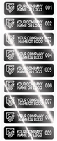 1,000 Silver Bright/ Chrome Finish TamperGuard Tamper Evident  Security Label Seal Sticker Non Residue, Rectangle 2" x 0.5" (51mm x 13mm). Demetalized Laser Customization. >Click on item details to customize it.