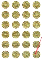 1,000 Tamper Evident Hologram Golden Security Round Label Seal Sticker, Round/ Circle 0.625" diameter (16mm). Demetalized Laser Customization. >Click on item details to customize it.