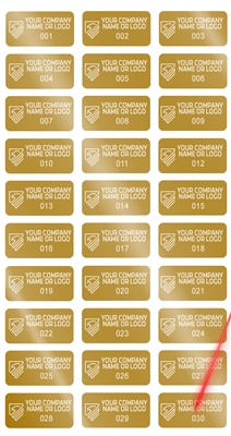 10,000 Gold TamperVoidPro Tamper Evident Security Labels Seal Sticker, Rectangle 1" x 0.5" (25mm x 13mm). Demetalized Laser Customization. >Click on item details to customize it.