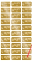 1,000 Gold TamperVoidPro Tamper Evident Security Labels Seal Sticker, Rectangle 1" x 0.5" (25mm x 13mm). Demetalized Laser Customization. >Click on item details to customize it.
