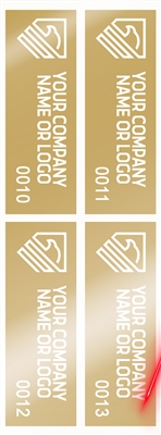 10,000 Gold TamperVoidPro Tamper Evident Security Labels Seal Sticker, Rectangle 2.75" x 1" (70mm x 25mm). Demetalized Laser Customization. >Click on item details to customize it.