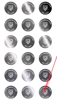 10,000 Silver Bright TamperVoidPro Metallic Tamper Evident Security Labels Seal Sticker, Round/ Circle 0.75" diameter (19mm). Demetalized Laser Customization. >Click on item details to customize it.