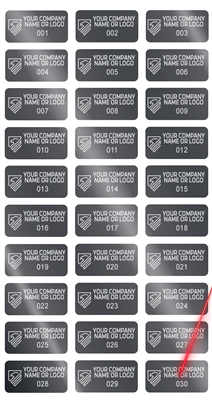 10,000 Silver Bright TamperVoidPro Metallic Tamper Evident Security Labels Seal Sticker, Rectangle 1" x 0.5" (25mm x 13mm). Demetalized Laser Customization. >Click on item details to customize it.