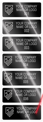 10,000 Silver Bright TamperVoidPro Metallic Tamper Evident Security Labels Seal Sticker, Rectangle 2" x 0.75" (51mm x 19mm). Demetalized Laser Customization. >Click on item details to customize it.