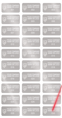2,000 Silver Matte TamperVoidPro Metallic Tamper Evident Security Labels Seal Sticker, Rectangle 0.1" x 0.5" (25mm x 13mm). Demetalized Laser Customization. >Click on item details to customize it.
