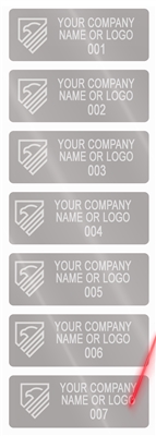 5,000 Silver Matte TamperVoidPro Metallic Tamper Evident Security Labels Seal Sticker, Rectangle 2" x 0.75" (51mm x 19mm). Demetalized Laser Customization. >Click on item details to customize it.