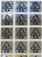 5,000 Silver Tamper Evident Security Labels California Marijuana Universal Symbol Warning Labels - Size: 0.75" x 0.75" (19mm x 19mm)