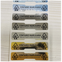 10,000 Silver Dog Bone California Contains Marijuana Tamper Labels Seal Sticker, Dogbone Size 1.75" x 0.375" (44mm x 9mm).